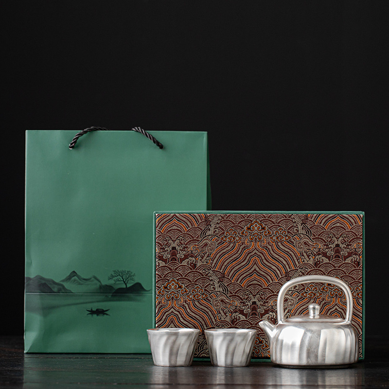 Gilt silver tea service set