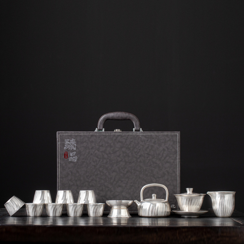 Gilt silver tea service set