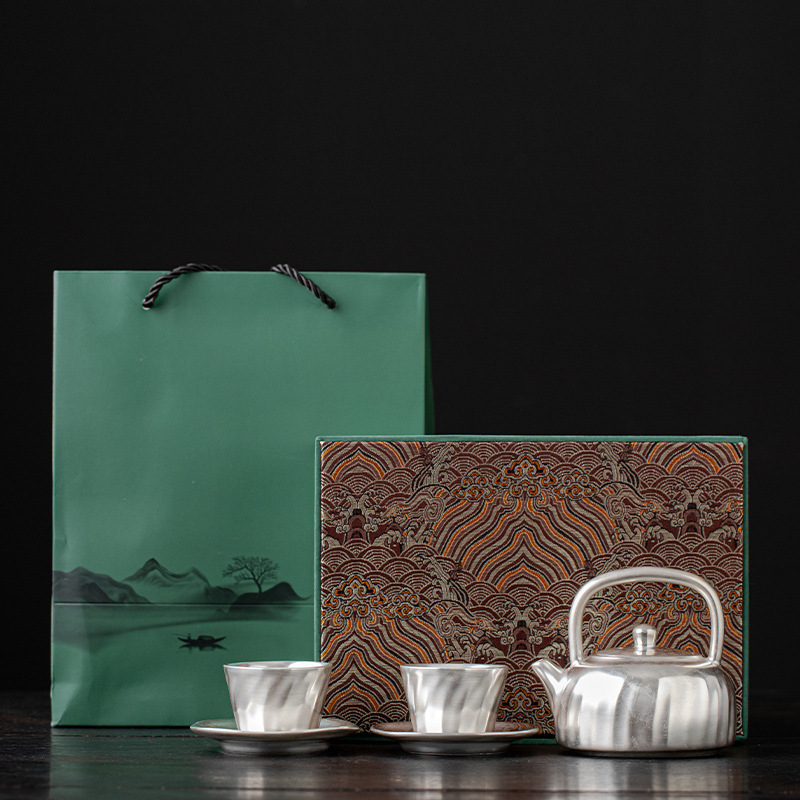 Gilt silver tea service set