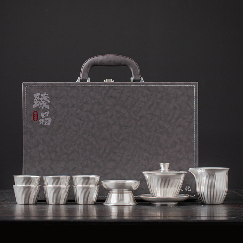 Gilt silver tea service set