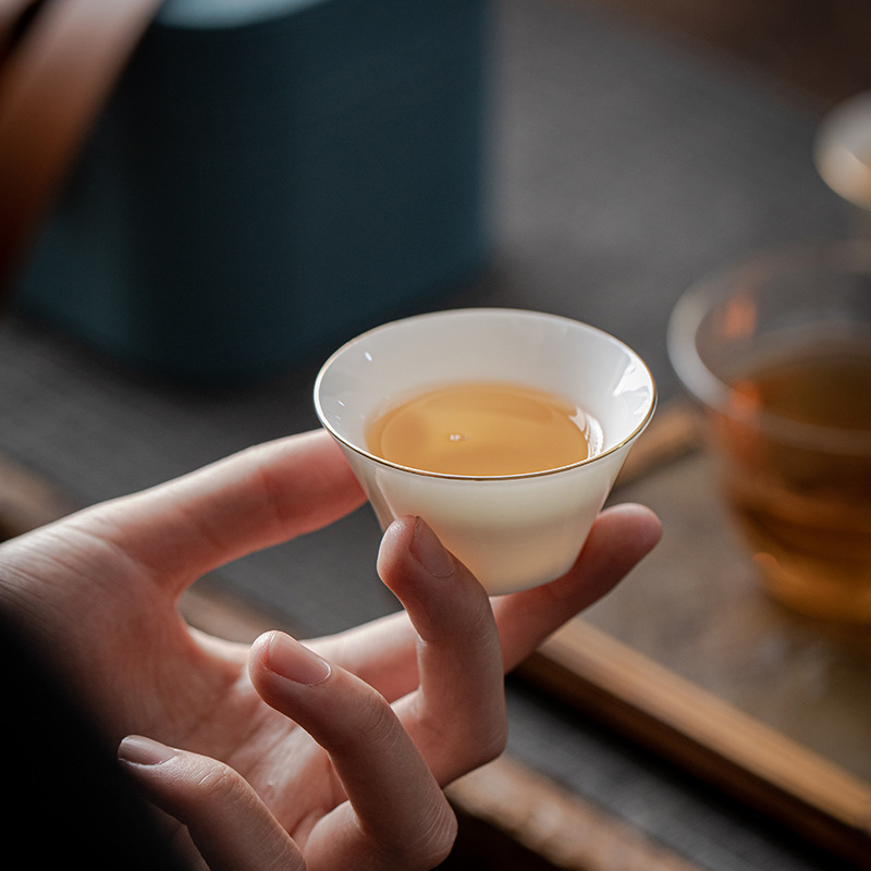 Suet-fat jade white porcelain travel tea set