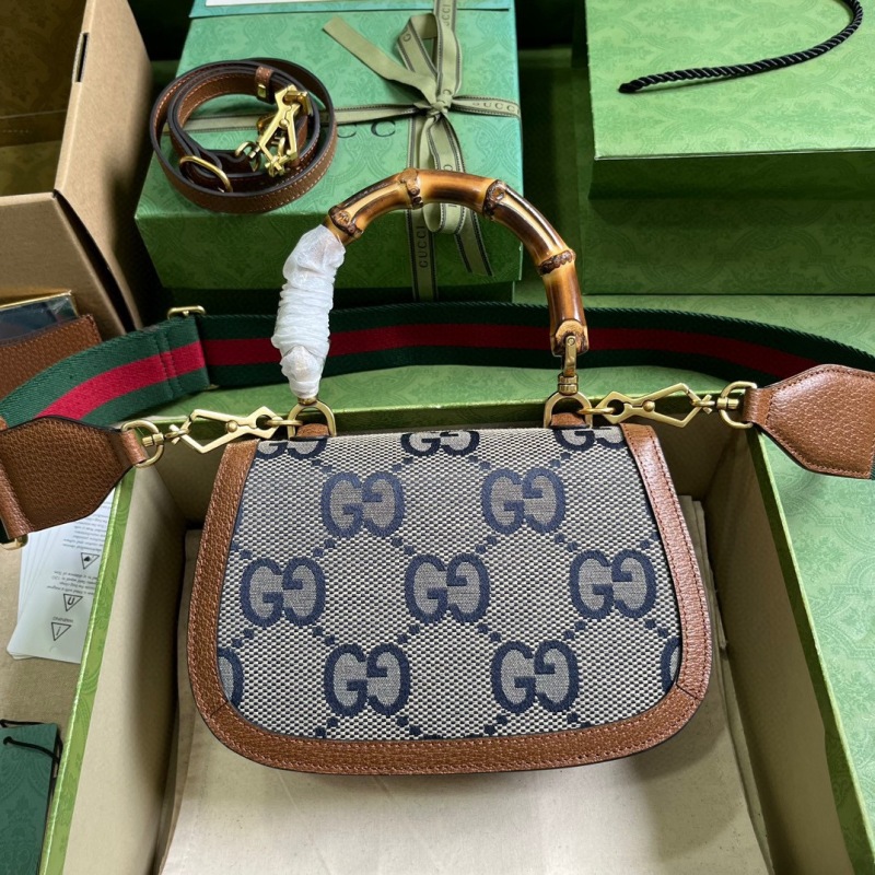 GUCCI BAMBOO 1947 JUMBO GG SMALL TOP HANDLE BAG