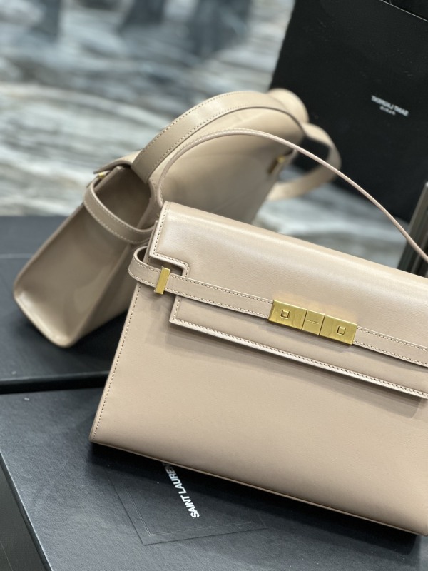 MANHATTAN SHOULDER BAG IN BOX SAINT LAURENT LEATHER