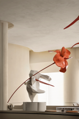Painted Rabbit Metal Sculpture indoor Decor