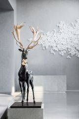 Residence Mock Up Decoration Bronze Statue Deer Sculpture