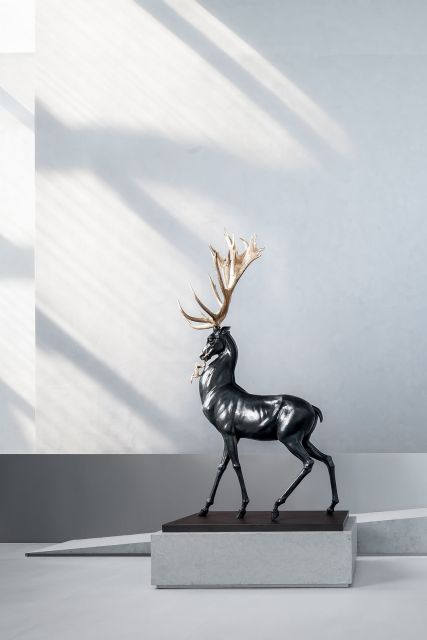 Residence Mock Up Decoration Bronze Statue Deer Sculpture