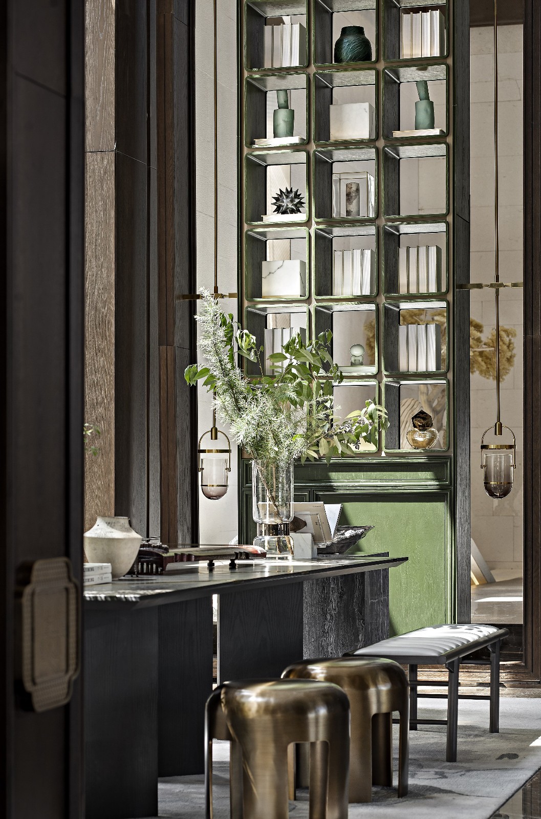 Antique Brass Stainless Steel Tables and Stools
