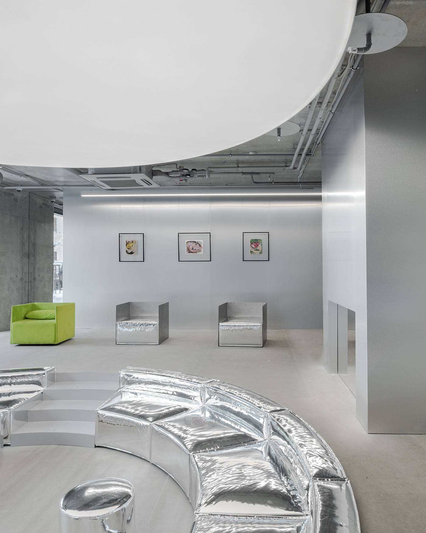 Polished Stainless Steel Sofa,Stool and Lounge chair