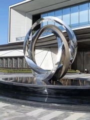 Large Modern Stainless Steel Mirror Ring Sculpture