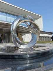 Large Modern Stainless Steel Mirror Ring Sculpture