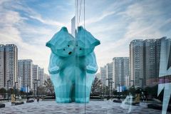 Fiberglass Blue Bear Sculpture