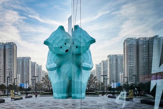 Fiberglass Blue Bear Sculpture