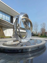 Large Modern Stainless Steel Mirror Ring Sculpture