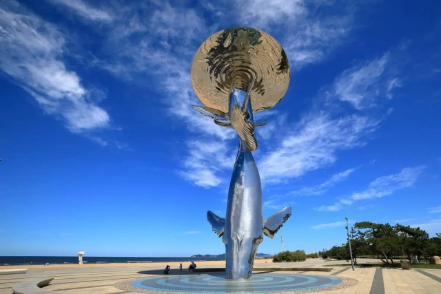 Stainless Steel Large Beach Whale Sculpture