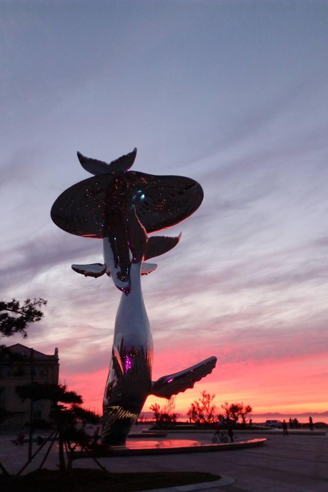 Stainless Steel Large Beach Whale Sculpture