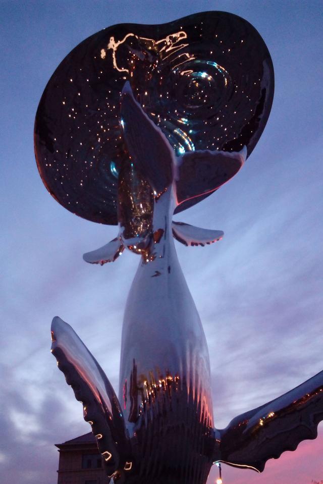 Stainless Steel Large Beach Whale Sculpture