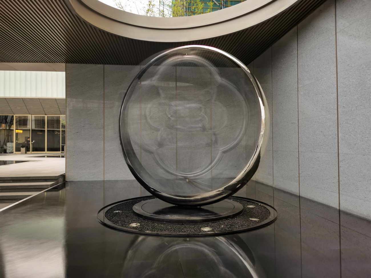Modern Stainless Steel Spring Ring Sculpture