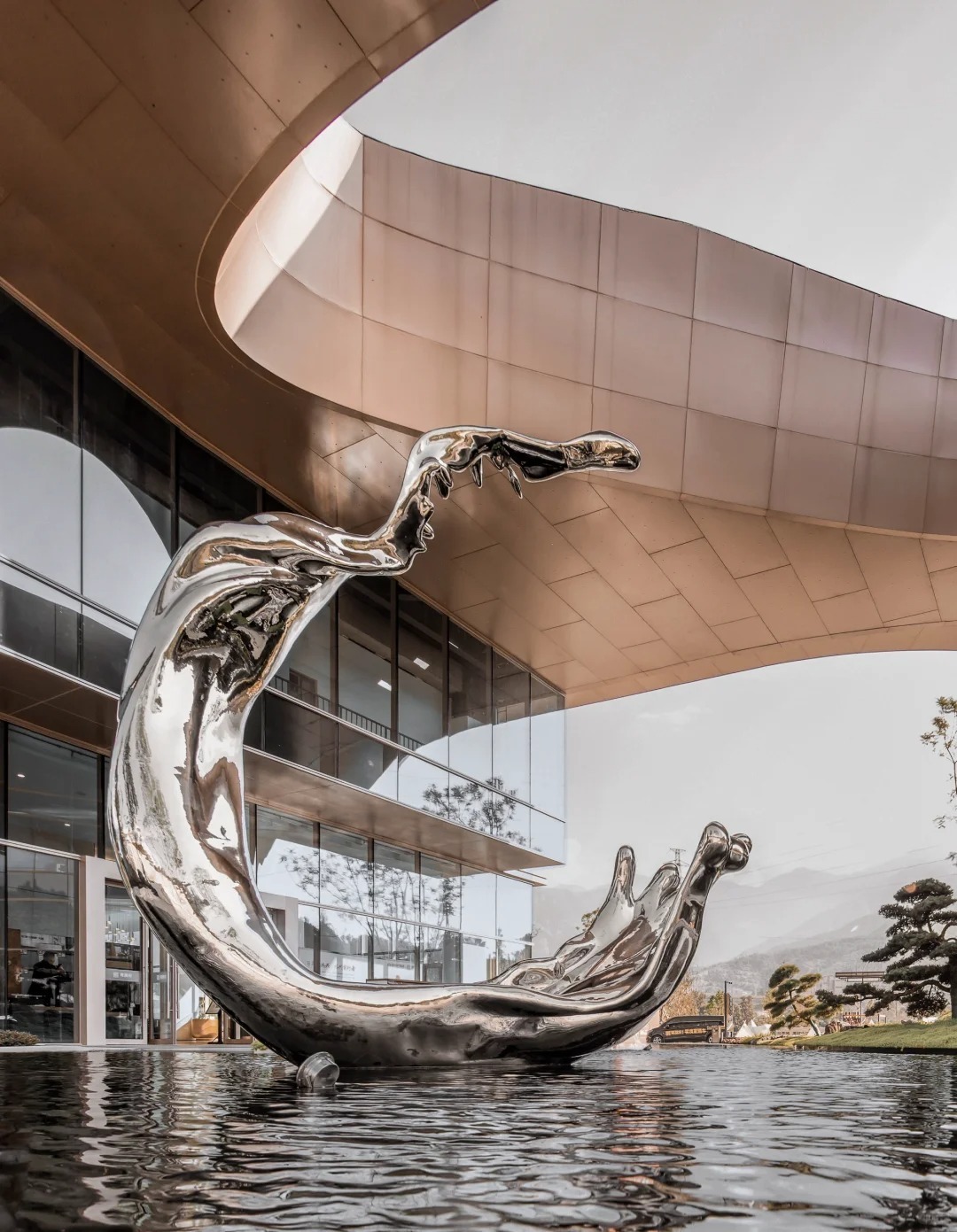 Outdoor Stainless Steel Metal Wave Landscape Sculpture