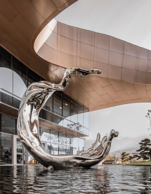 Outdoor Stainless Steel Metal Wave Landscape Sculpture