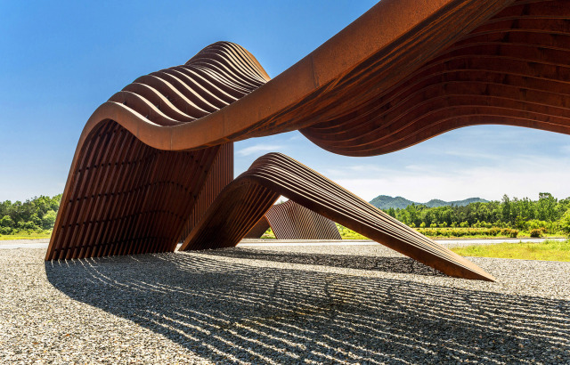 Modern Painted Metal Moutian Sculpture For Public