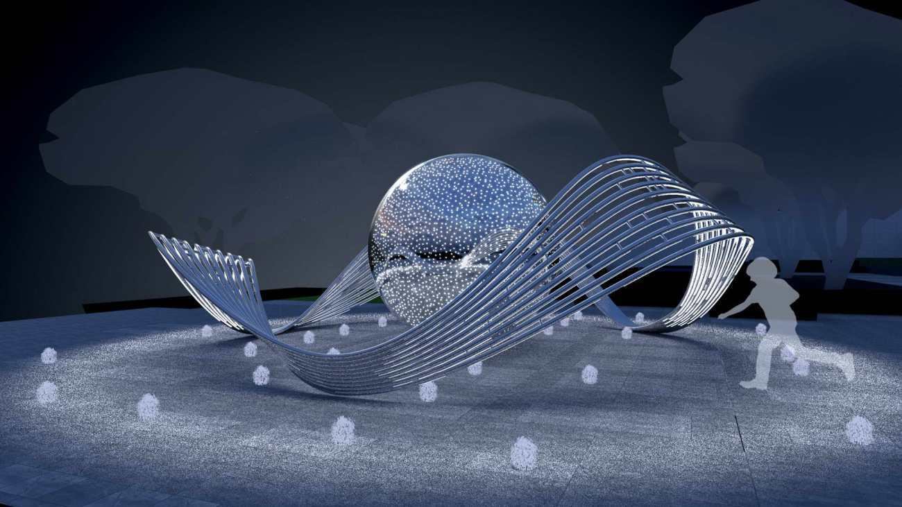 Modern Stainless Steel Hall Of Light Sculpture For Outdoor