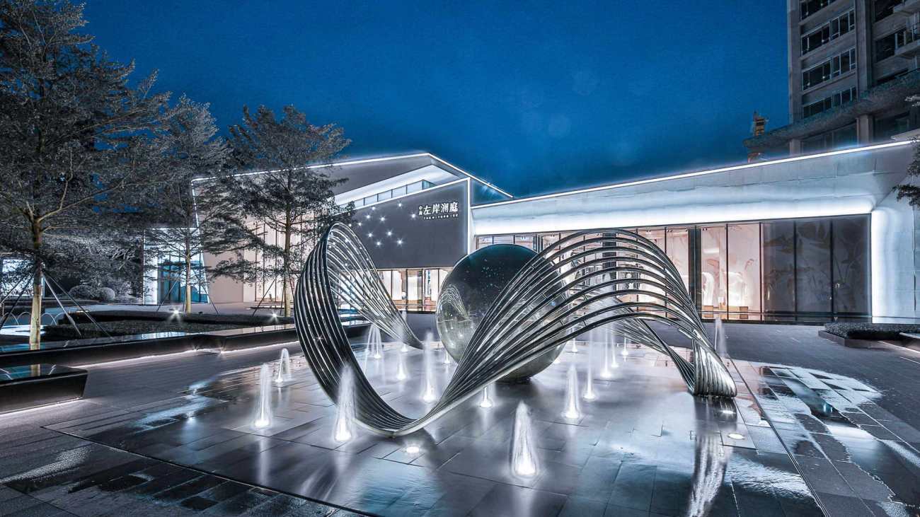 Modern Stainless Steel Hall Of Light Sculpture For Outdoor
