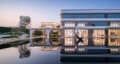 Outdoor Stainless Steel Water Feature Bright Moon Sculpture