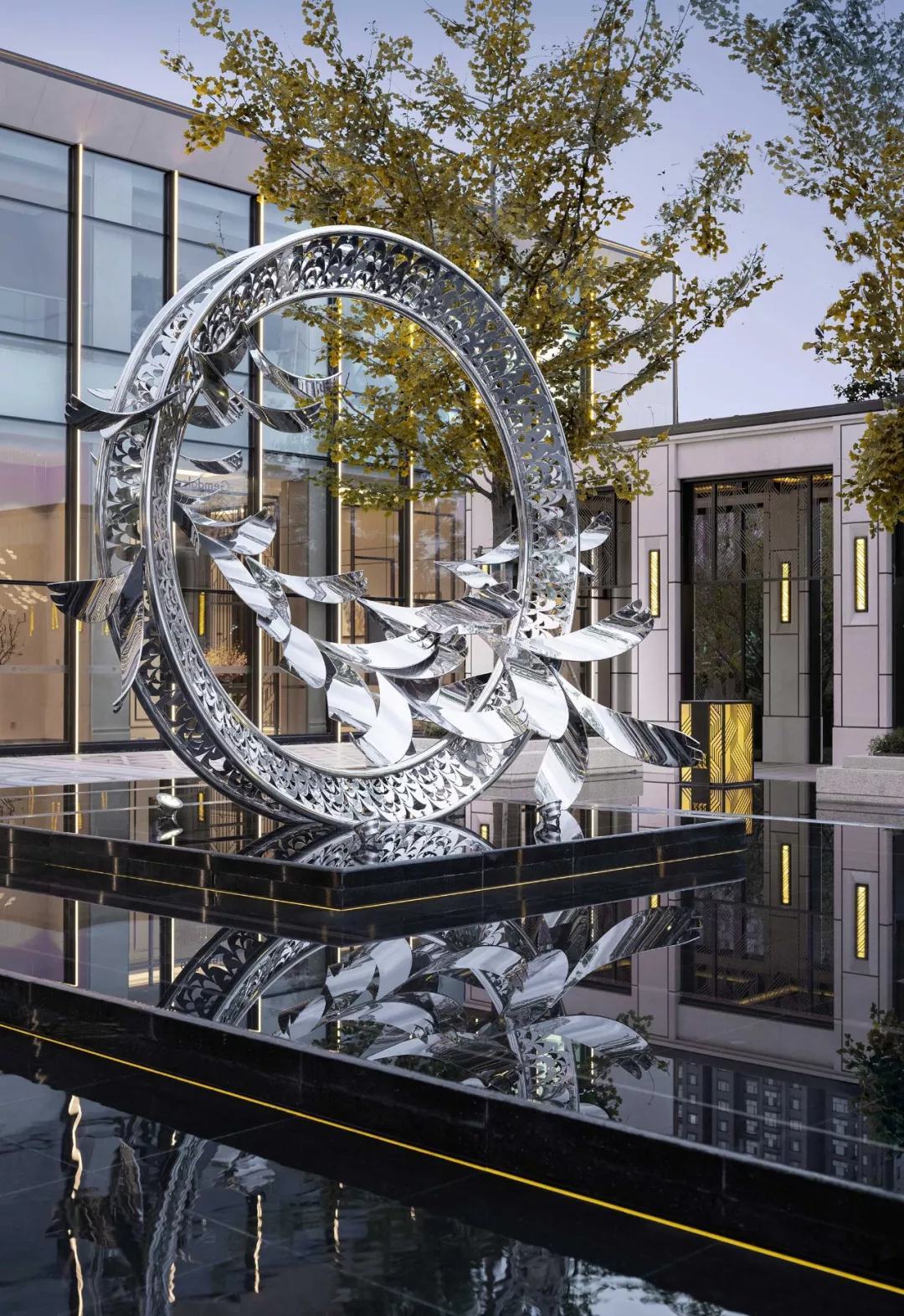Stainless Steel Abstract Flying Bird Ring Sculpture