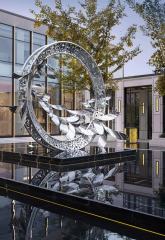 Stainless Steel Abstract Flying Bird Ring Sculpture