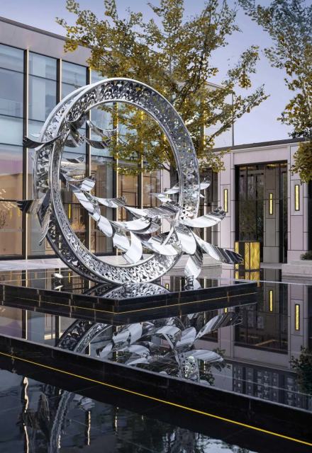 Stainless Steel Abstract Flying Bird Ring Sculpture