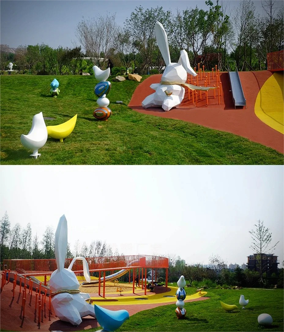 Modern Metal Rabbit Art Sculpture For Outdoor Decor