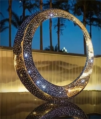 Metal Light Ring Sculpture for Outdoor Decor