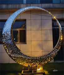 Metal Light Ring Sculpture for Outdoor Decor