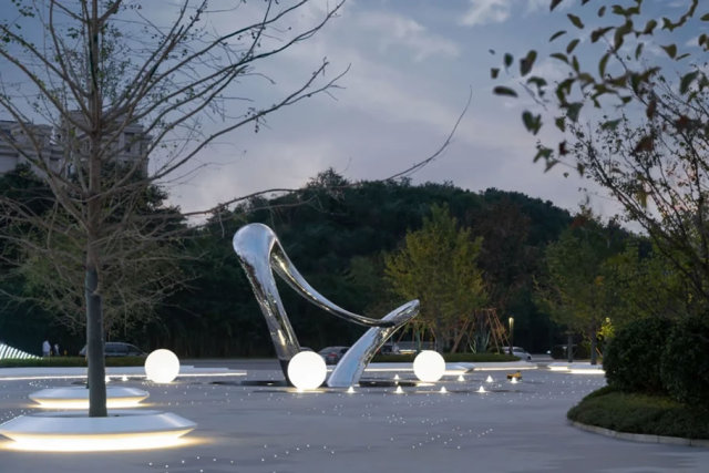 Heart of the Ocean Stainless Steel Mirror Sculpture For Outdoor Decoration