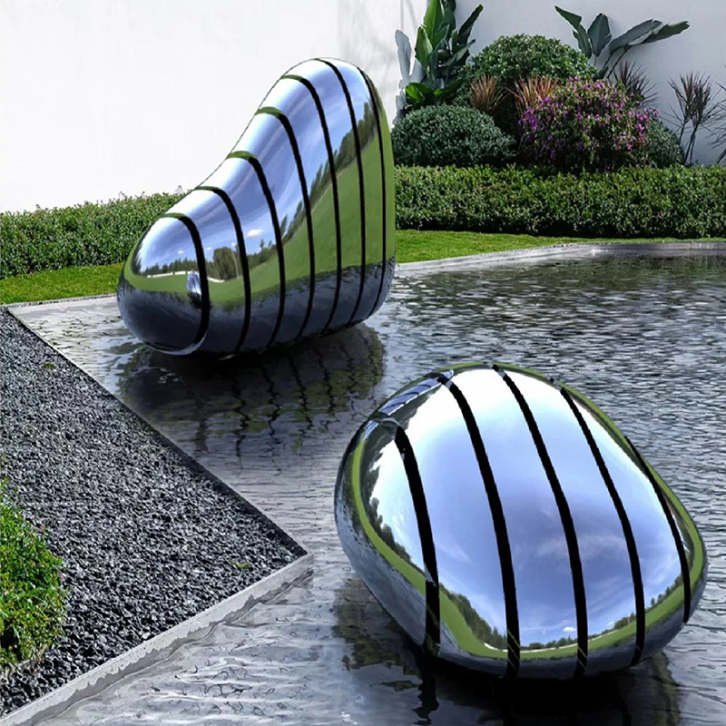 Modern Abstract Pebbles Stainless Steel Sculpture