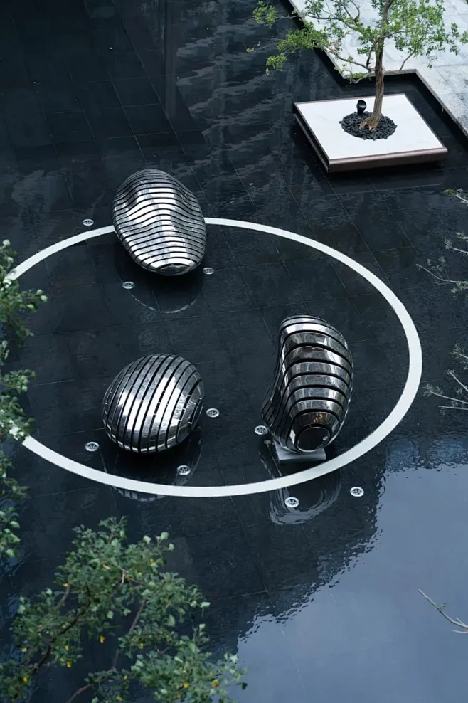 Modern Abstract Pebbles Stainless Steel Sculpture