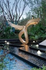 Abstract Wings Stainless Steel Sculpture With Lights