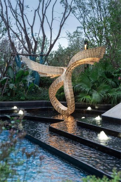 Abstract Wings Stainless Steel Sculpture With Lights
