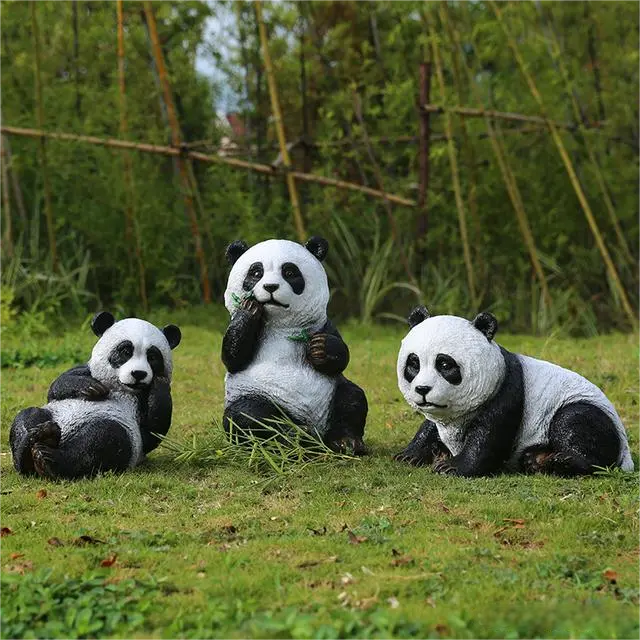 Outdoor Decor Fiberglass Panda Garden Sculpture