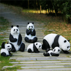 Outdoor Decor Fiberglass Panda Garden Sculpture