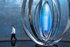 Modern Outdoor Stainless Steel Ellipse Landscape Sculpture