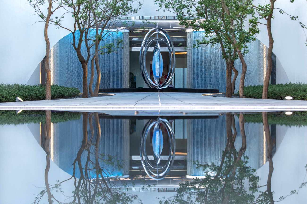 Modern Outdoor Stainless Steel Ellipse Landscape Sculpture