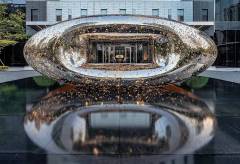 Modern Oval Perforated Stainless Steel Sculpture For Hotel