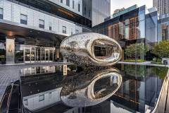 Modern Oval Perforated Stainless Steel Sculpture For Hotel