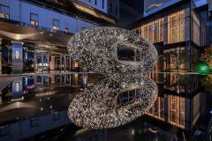 Modern Oval Perforated Stainless Steel Sculpture For Hotel