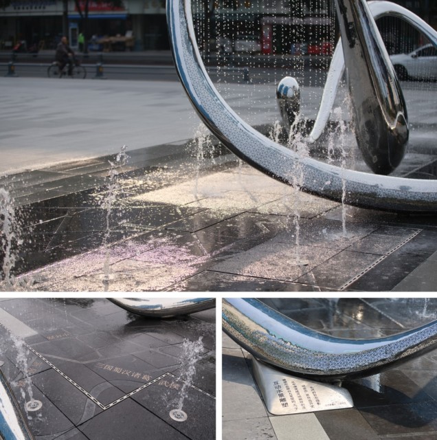 Outdoor Water Fountain Stainless Steel Sculpture
