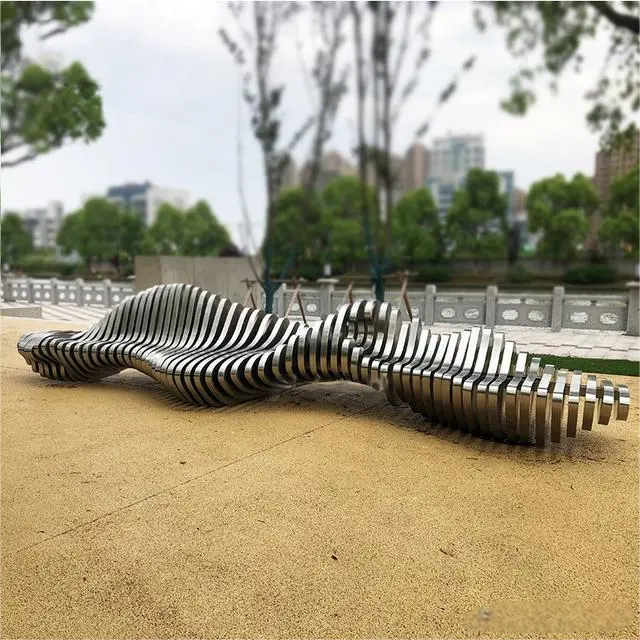 City Garden Rockery Stainless Steel Sitting Bench
