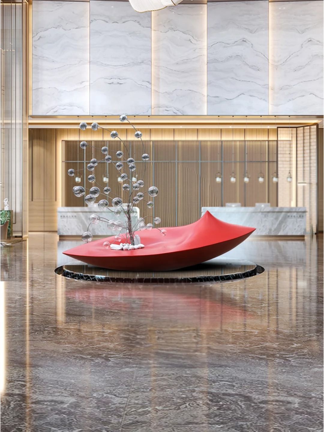 Indoor Stainless Steel Tree Boat Abstract Art Sculpture