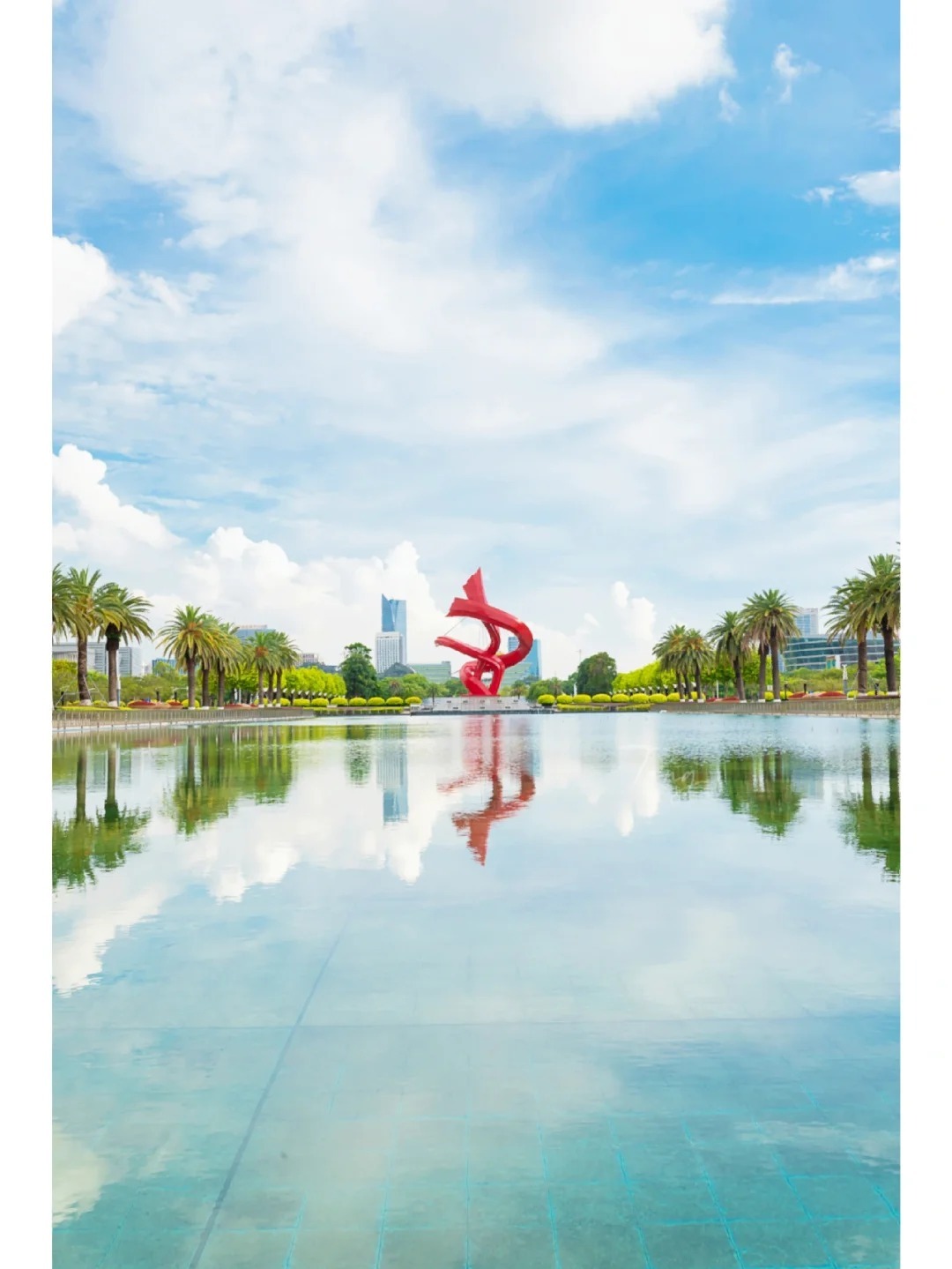 Urban Landscape Metal Red Ribbons Art Sculpture