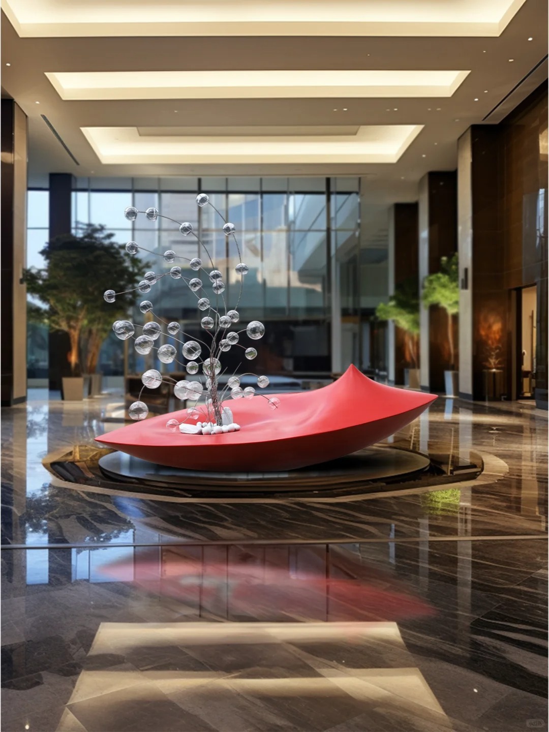 Indoor Stainless Steel Tree Boat Abstract Art Sculpture